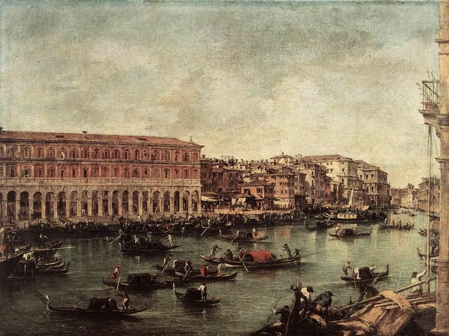 Wikioo.org - The Encyclopedia of Fine Arts - Painting, Artwork by Francesco Lazzaro Guardi - The Grand Canal at the Fish Market (Pescheria)