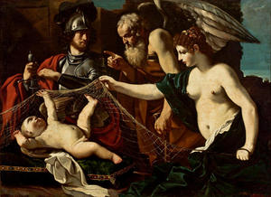 Guercino (Barbieri, Giovanni Francesco) - Chronos Admonishes Eros, in the presence of Aphrodite and Mars