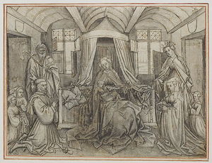 Robert Campin (Master Of Flemalle) - La Vierge et l-Enfant adorés dans un intérieur