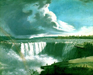 Niagara Falls with Rainbow and Indians