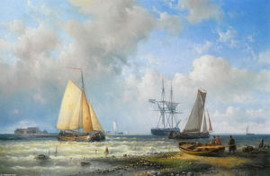 Dutch Barges In A Calm