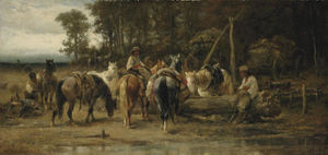 Adolf Schreyer - Cossacks Watering Their Horses