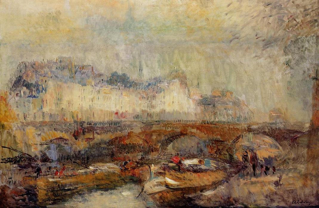 WikiOO.org - Encyclopedia of Fine Arts - Festés, Grafika Albert-Charles Lebourg (Albert-Marie Lebourg) - The Small Arm of the Seine at Pont Neuf