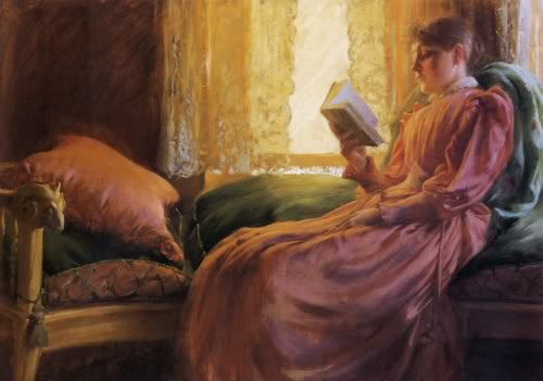 Wikioo.org - The Encyclopedia of Fine Arts - Painting, Artwork by Charles Courtney Curran - Girl Reading