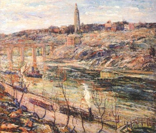 Wikioo.org - The Encyclopedia of Fine Arts - Painting, Artwork by Ernest Lawson - Harlem River at High Bridge