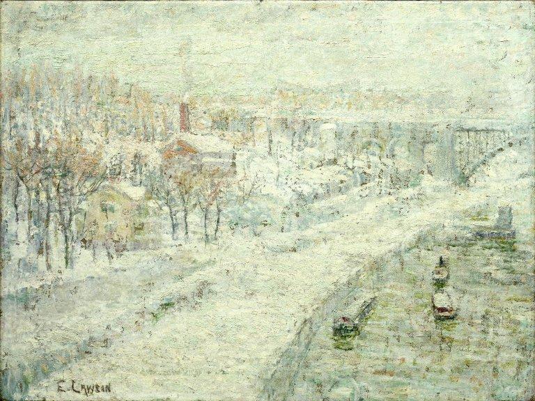 Wikioo.org - The Encyclopedia of Fine Arts - Painting, Artwork by Ernest Lawson - Winter Landscape. Washington Bridge