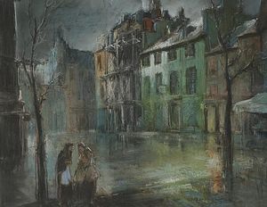 Everett Shinn - Street Scene, Paris