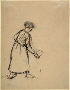 Camille Pissarro - Woman feeding chickens