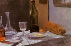 Claude Monet - Still Life with Bottle, Carafe, Bread and Wine