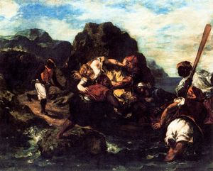 Eugène Delacroix - African Pirates Abducting a Young Woman