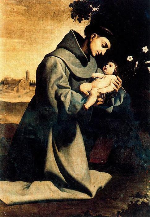 Wikioo.org - The Encyclopedia of Fine Arts - Painting, Artwork by Francisco Zurbaran - San Antonio de Padua con el Niño Jesús