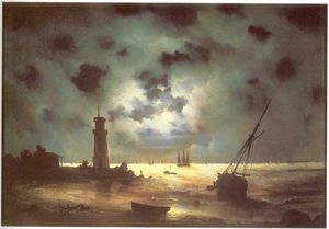 Ivan Aivazovsky - Coast of sea at night