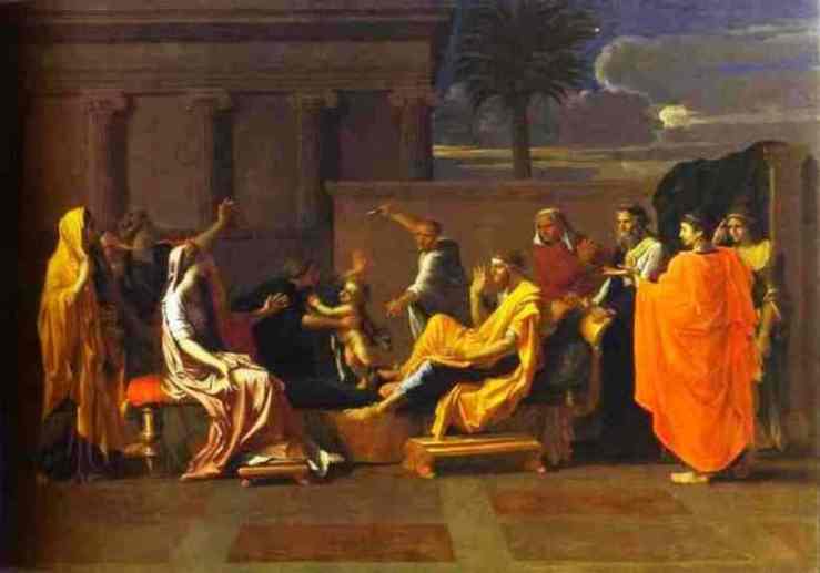  Artwork Replica Baby Moses Trampling on the Pharaoh`s Crown, 1645 by Nicolas Poussin (1594-1665, France) | ArtsDot.com