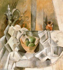 Pablo Picasso - Garrafa, jarra y frutero