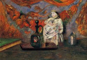 Paul Gauguin - Still life with carafe and ceramic figure