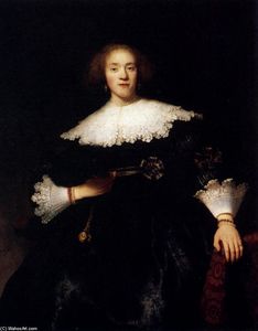 Rembrandt Van Rijn - Portrait Of A Young Woman With A Fan