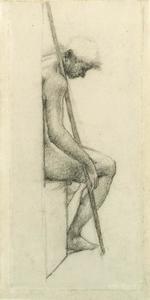Edward Coley Burne-Jones - Study from the nude for a sleeping guard in -The Council Chamber- in the Briar Rose series