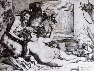 Drunk Silenio with satyrs
