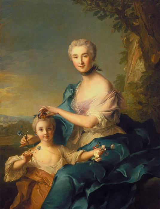 Wikioo.org - The Encyclopedia of Fine Arts - Painting, Artwork by Jean-Marc Nattier - Madame Crozat de Thiers and Her Daughter