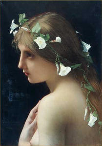 Nymph with Morning Glory Flowers