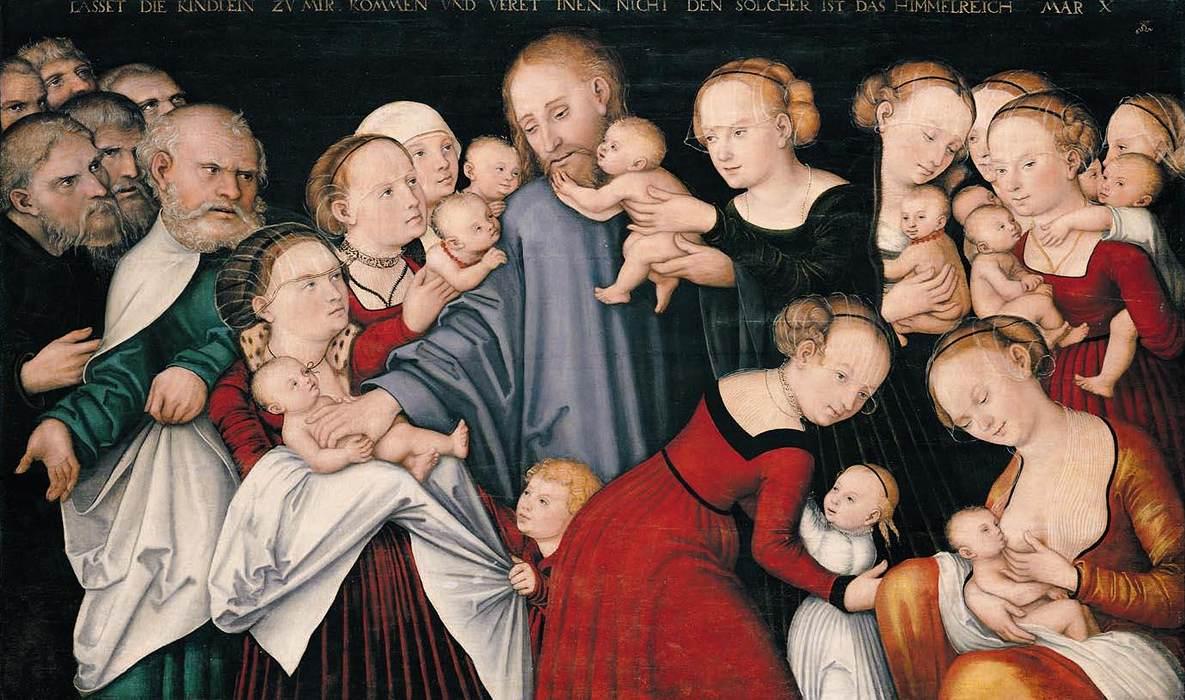 Wikioo.org - The Encyclopedia of Fine Arts - Painting, Artwork by Lucas Cranach The Younger - Christ Blessing the Children