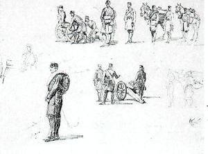 Group of spanish artillery men