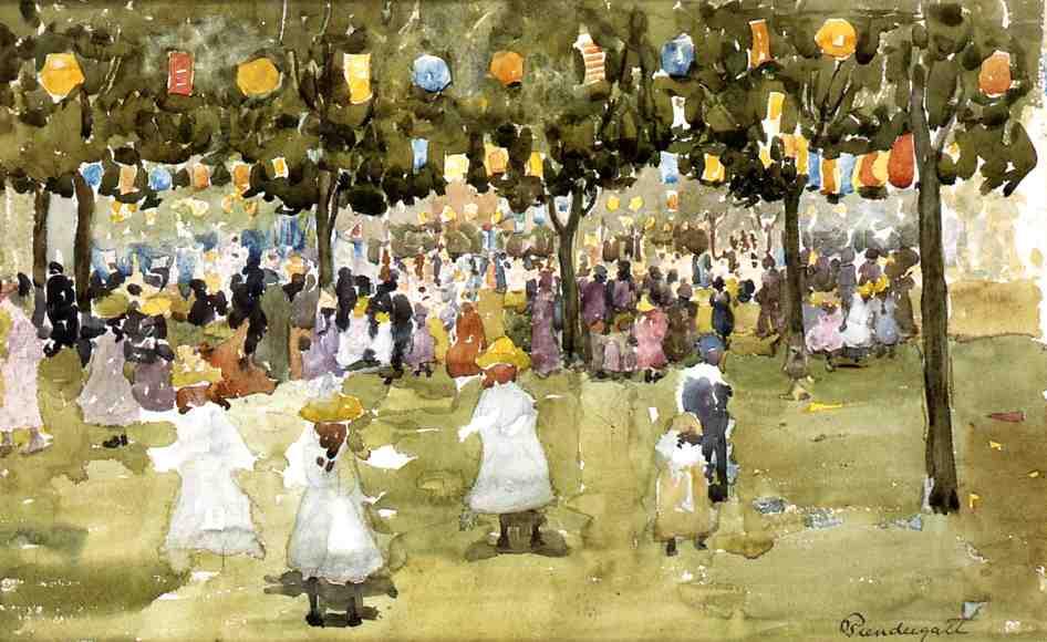 Wikioo.org - The Encyclopedia of Fine Arts - Painting, Artwork by Maurice Brazil Prendergast - Central Park, New York City, July 4th