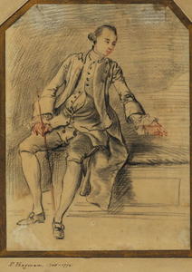 Young man, seated, holding a riding crop