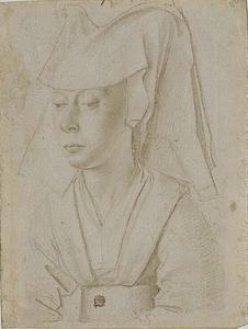 Petrus Christus - Portrait de femme à mi-corps coiffée d-un hennin, de trois quarts à gauche