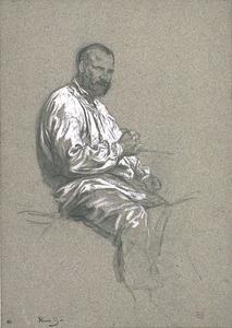 A man sitting astride