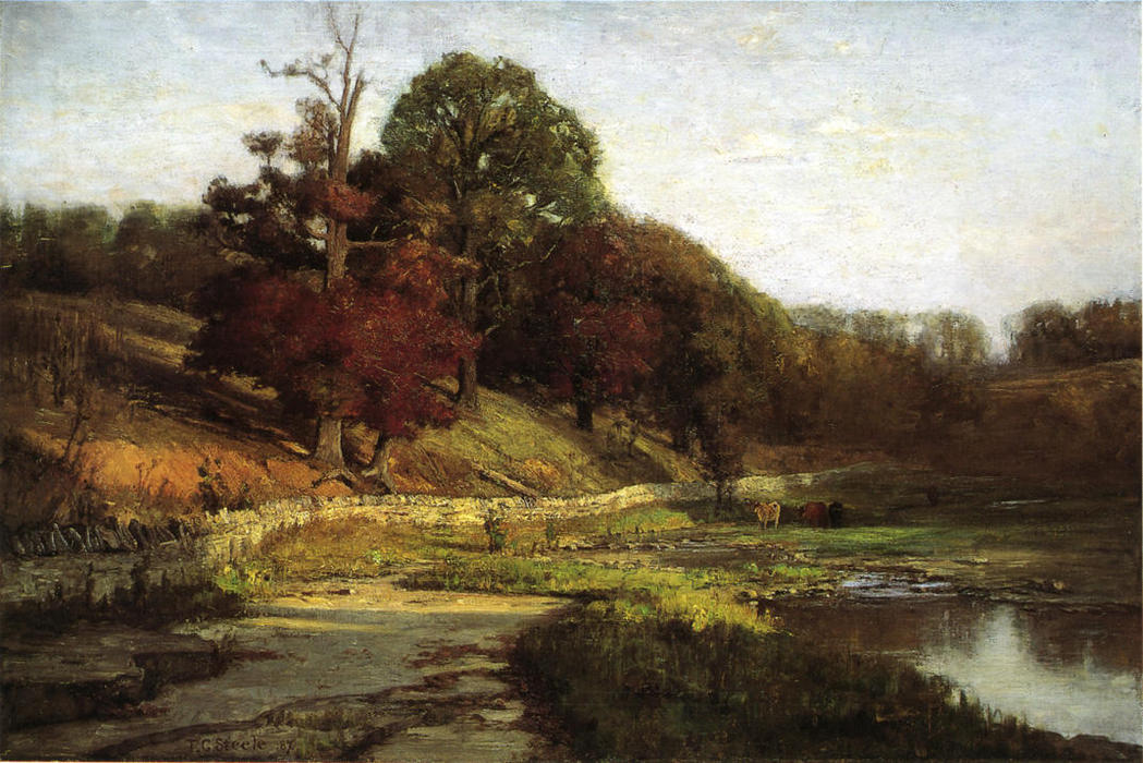 Wikioo.org - The Encyclopedia of Fine Arts - Painting, Artwork by Theodore Clement Steele - The Oaks of Vernon
