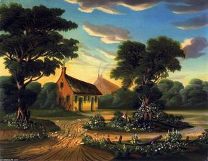 Thomas Chambers - Cottages in a Landscape (also known as The Birthplace of Burns)