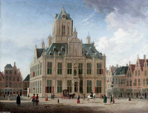 Delft, View of the Town Hall seen from the Grote Mark
