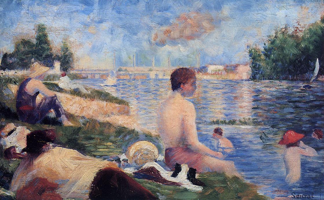 Wikioo.org - The Encyclopedia of Fine Arts - Painting, Artwork by Georges Pierre Seurat - Final Study for Bathing at Asnieres