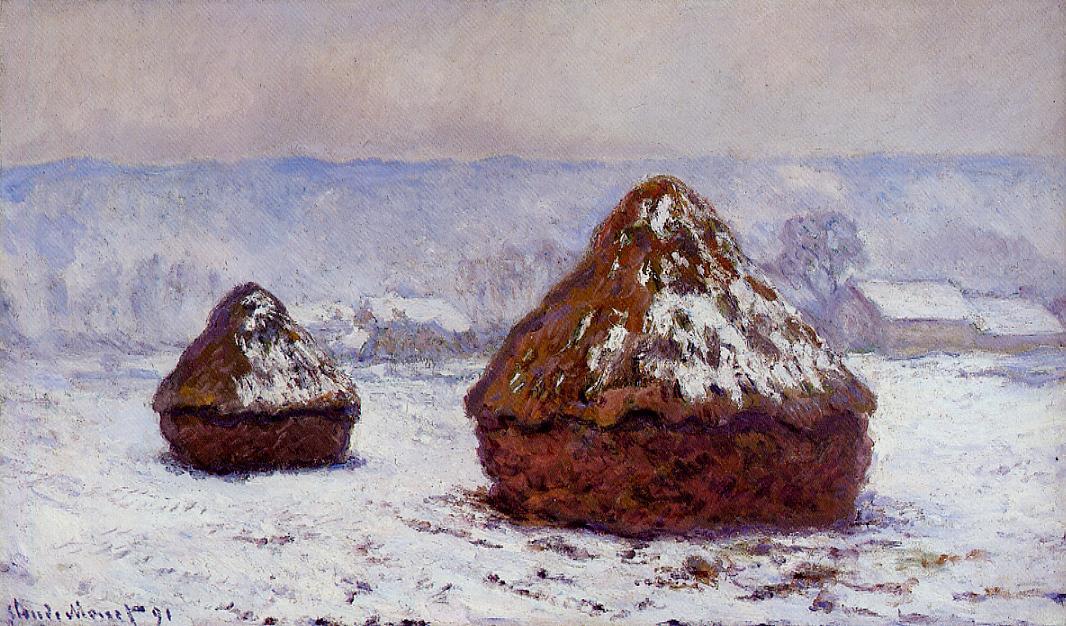 Wikioo.org - The Encyclopedia of Fine Arts - Painting, Artwork by Claude Monet - Grainstacks, Snow Effect