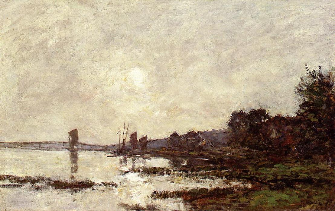 WikiOO.org - Encyclopedia of Fine Arts - Maalaus, taideteos Eugène Louis Boudin - Inlet at Faou