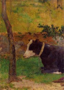 Paul Gauguin - Kneeling Cow (also known as Cow Lying at the Foot of a Tree)