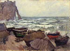 Claude Monet - Fishing Boats on the Beach at Etretat