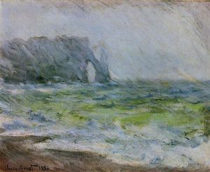 Claude Monet - The Manneport, Etretat in the Rain