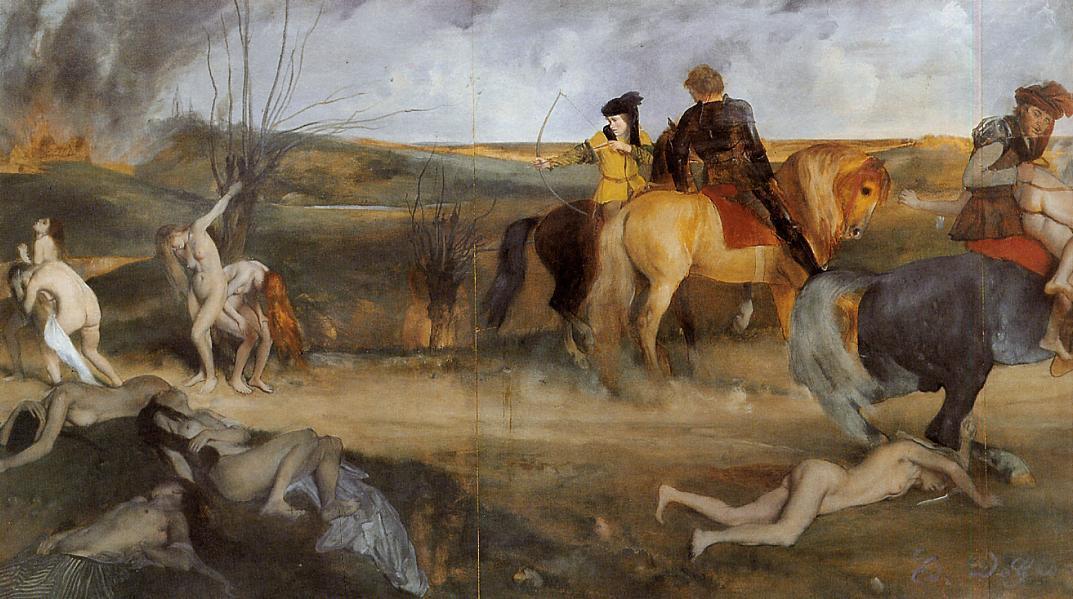 Wikioo.org – La Enciclopedia de las Bellas Artes - Pintura, Obras de arte de Edgar Degas - escena de la guerra en el edad media