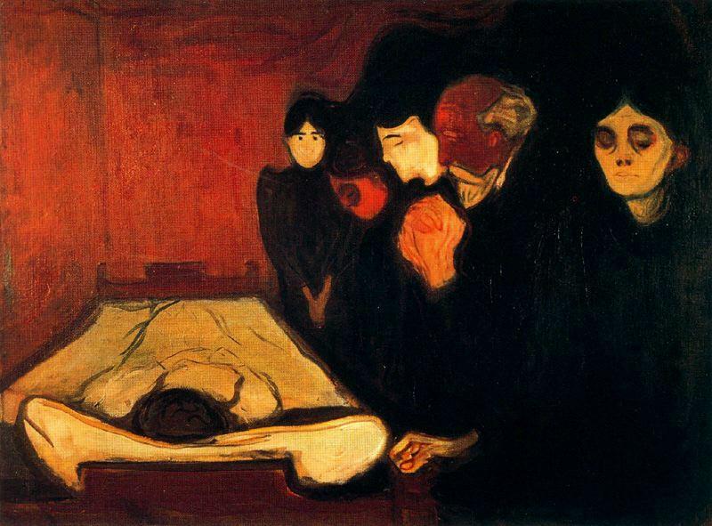 WikiOO.org - Encyclopedia of Fine Arts - Festés, Grafika Edvard Munch - By the Deathbed (Fever)