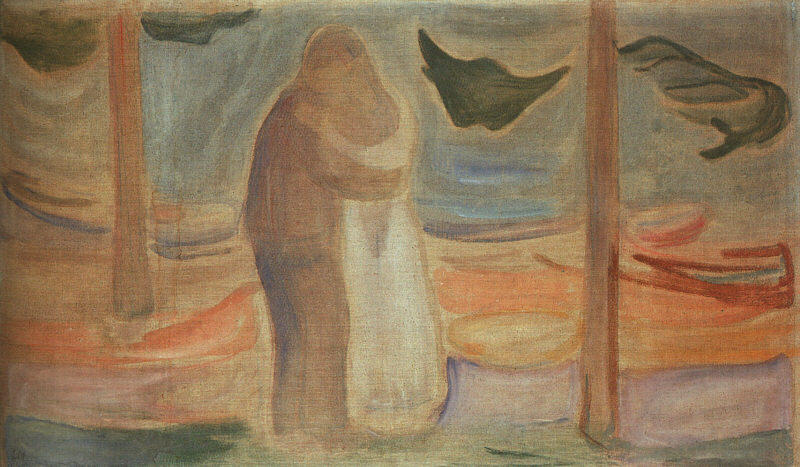 Wikioo.org - Bách khoa toàn thư về mỹ thuật - Vẽ tranh, Tác phẩm nghệ thuật Edvard Munch - Couple on the Shore (from the Reinhardt Frieze)