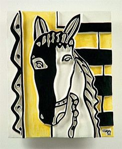 Horse head on a yellow background