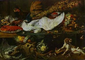 Frans Snyders - Still-Life with a Dog and Her Puppies