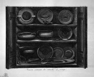 Cabinet containing household utensils