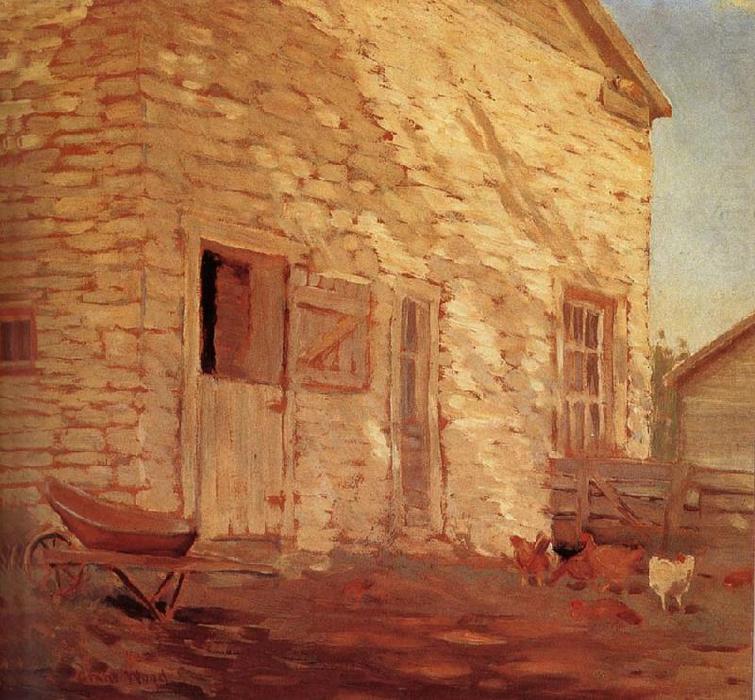 Wikioo.org - The Encyclopedia of Fine Arts - Painting, Artwork by Grant Wood - Old Stone and barn
