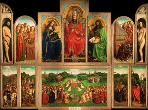Jan Van Eyck - The Ghent Altarpiece - (own a famous paintings reproduction)