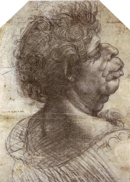 Wikioo.org - The Encyclopedia of Fine Arts - Painting, Artwork by Leonardo Da Vinci - A Grotesque Head Grotesque head