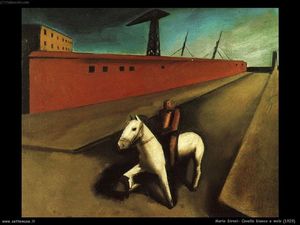 Mario Sironi - White horse and dock