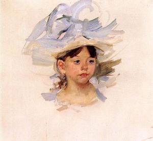 Mary Stevenson Cassatt - Sketch of Ellen My Cassatt in a Big Blue Hat